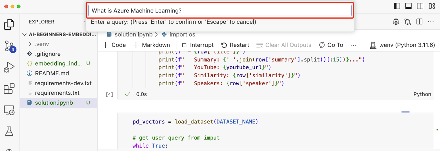 Input box for the user to input a query