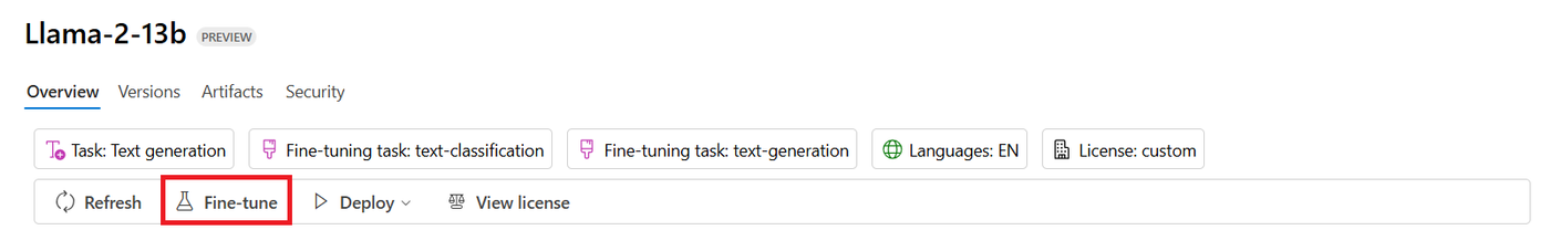 Model fine-tuning